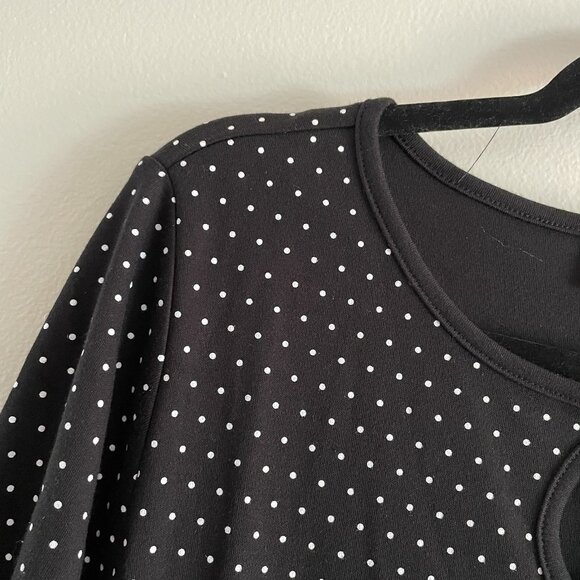 Quacker Factory Sz L Black Polka Dot Pearl Charm Keyhole 3/4 Sleeve T-Shirt NWOT - Picture 7 of 11